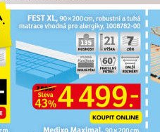 FEST XL, 90x200 cm, robustní a tuhá matrace vhodná pro alergiky, 1008782-00
