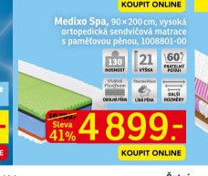Medixo Spa, 90x200 cm, vysoká ortopedická sendvičová matrace s paměťovou pěnou, 1008801-00