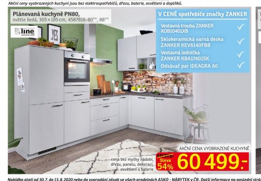 Plánovaná kuchyně PN80, světle šedá