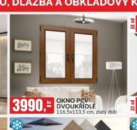 OKNO PCV DVOUKŘÍDLÉ 116,5x113,5 cm, zlatý dub