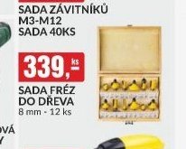 Sada fréz do dřeva 8 mm - 12 ks