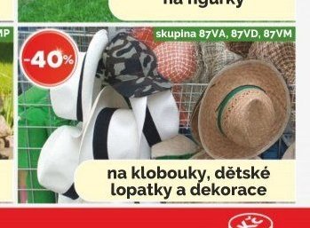 Klobouky, dětské lopatky a dekorace