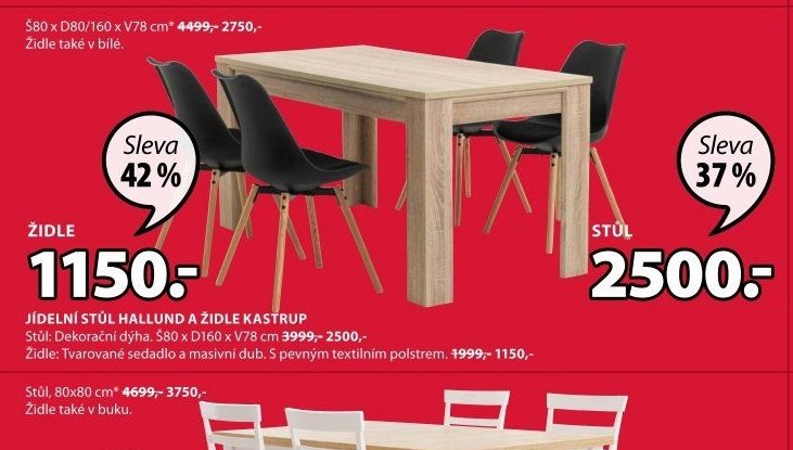 Jídelní stůl HALLUND a židle KASTRUP