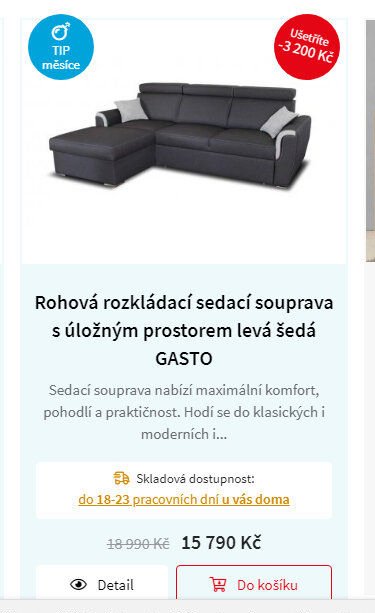 Rohová rozkládací sedací souprava s úložným prostorem levá šedá GASTO