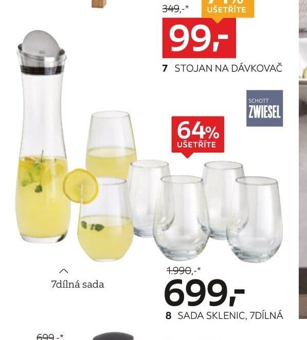8 SADA SKLENIC, 7DÍLNÁ