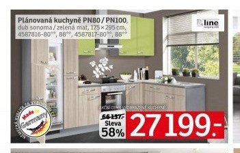 Plánovaná kuchyně PN80 / PN100, dub sonoma / zelená mat