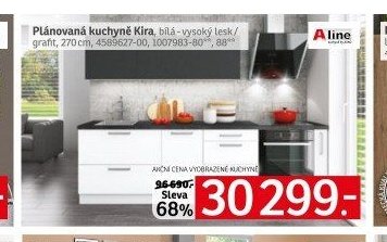 Plánovaná kuchyně Kira, bílá - vysoký lesk / grafit