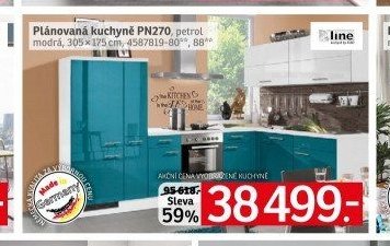 Plánovaná kuchyně PN270, petrol modrá