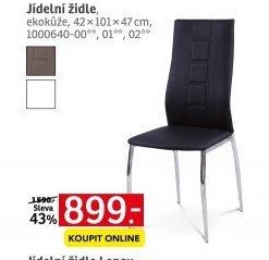 Jídelní židle, ekokůže, 42x101x47 cm