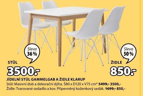 JÍDELNÍ STŮL GAMMELGAB A ŽIDLE KLARUP