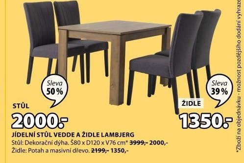 JÍDELNÍ STŮL VEDDE A ŽIDLE LAMBJERG