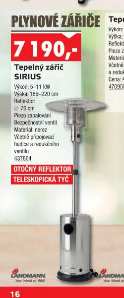 Tepelný zářič SIRIUS