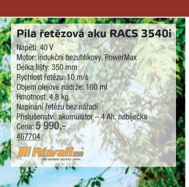 Pila řetězová aku RACS 3540i