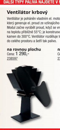 Ventilátor krbový na rovnou plochu