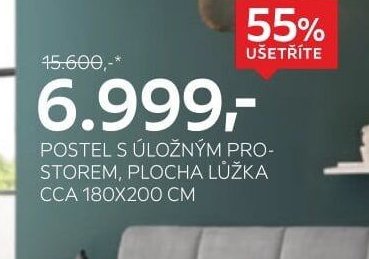 POSTEL S ÚLOŽNÝM PROSTOREM, PLOCHA LŮŽKA CCA 180X200 CM