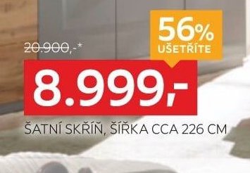ŠATNÍ SKŘÍŇ, ŠÍŘKA CCA 226 CM