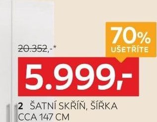 2 ŠATNÍ SKŘÍŇ, ŠÍŘKA CCA 147 CM