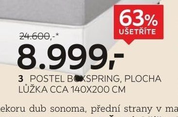 3 POSTEL BOXSPRING, PLOCHA LŮŽKA CCA 140X200 CM