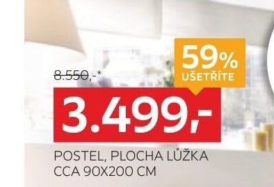 POSTEL, PLOCHA LŮŽKA CCA 90X200 CM