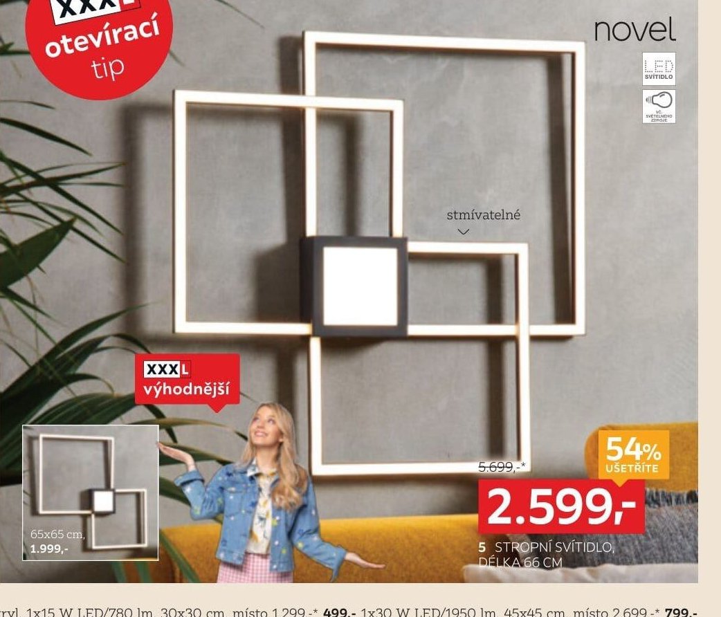 Stropní svítidlo, délka 66 cm