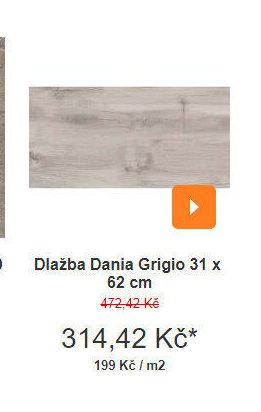 Dlažba Dania Grigio 31 x 62 cm