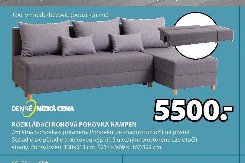 Rozkládací rohová pohovka HAMPEN