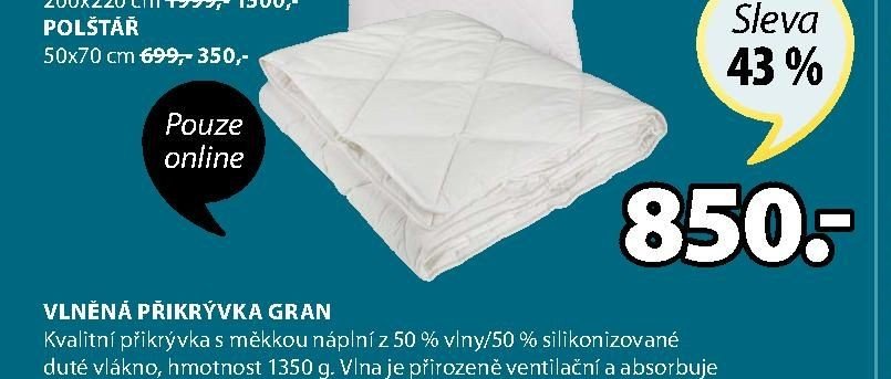 VLNĚNÁ PŘIKRÝVKA GRAN