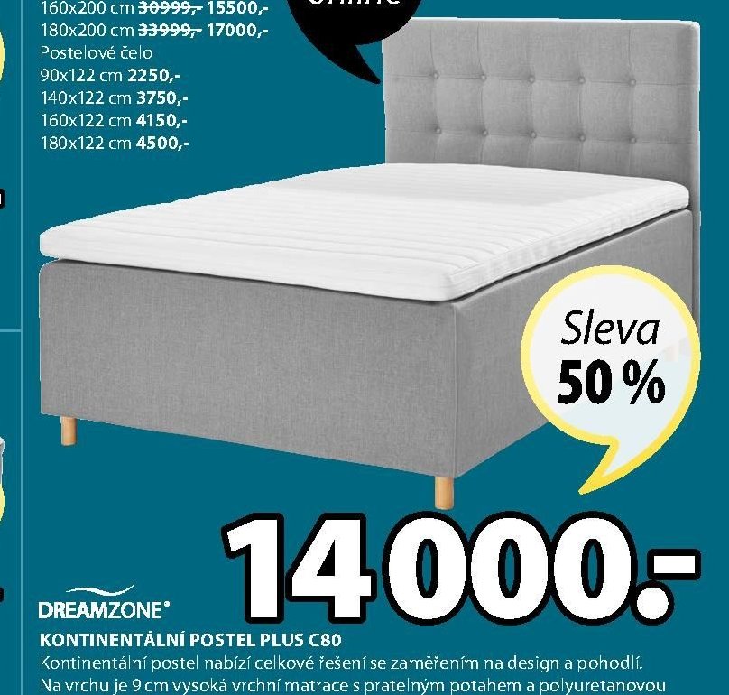 KONTINENTÁLNÍ POSTEL PLUS C80