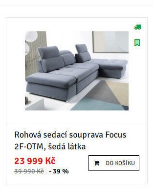 Rohová sedací souprava Focus 2F-OTM, šedá látka