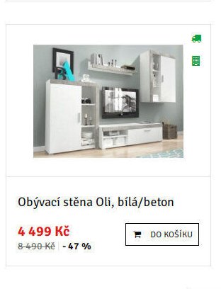 Obývací stěna Oli, bílá/beton