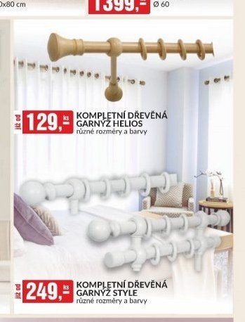 Kompletní dřevěná garnýž Helios různé rozměry a barvy