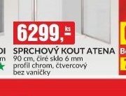 SPRCHOVÝ KOUT ATENA 90 cm, čiré sklo 6 mm čtvercový bez vaničky