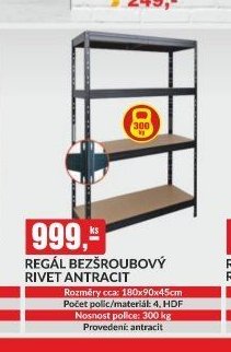 REGÁL BEZŠROUBOVÝ RIVET ANTRACIT