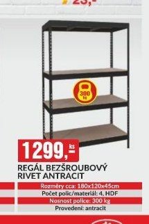 REGÁL BEZŠROUBOVÝ RIVET ANTRACIT