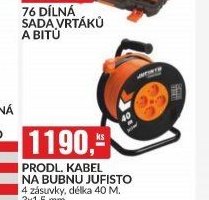 PRODL. KABEL NA BUBNU JUFISTO 4 zásuvky, délka 40 M, 3x1,5 mm