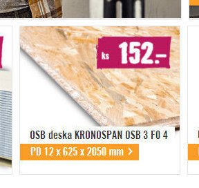 OSB deska KRONOSPAN OSB 3 F0 4 PD 12 x 625 x 2050 mm