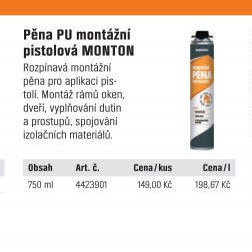 Pěna PU montážní pistolová MONTON