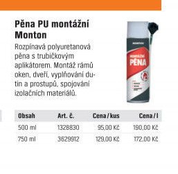 Pěna PU montážní Monton