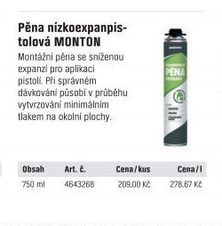 Pěna nízkoexpanpis-tolová MONTON