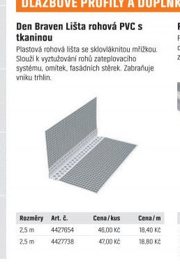 Den Braven Lišta rohová PVC s tkaninou