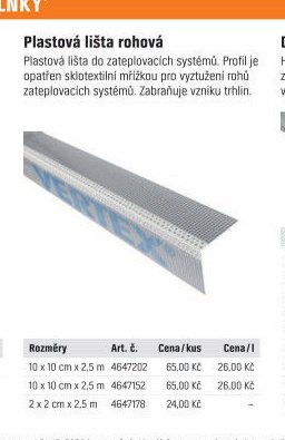 Plastová lišta rohová