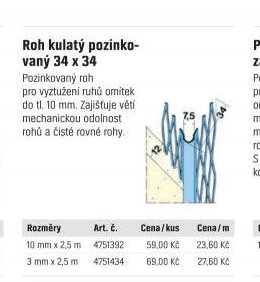 Roh kulatý pozinkovaný 34 x 34