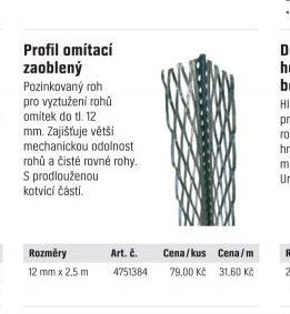 Profil omítací zaoblený