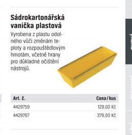 Sádrokartonářská vanička plastová