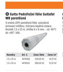 Gutta Podstřešní fólie Guttafol WB parotěsná