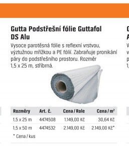 Gutta Podstřešní fólie Guttafol DS Alu