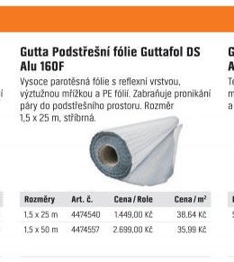 Gutta Podstřešní fólie Guttafol DS Alu 160F