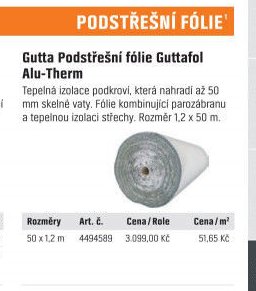 Gutta Podstřešní fólie Guttafol Alu-Therm