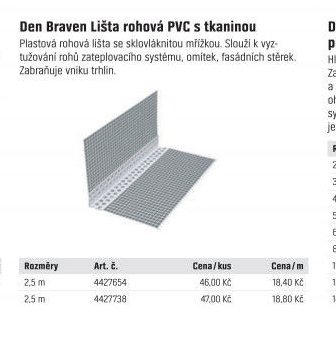 Den Braven Lišta rohová PVC s tkaninou