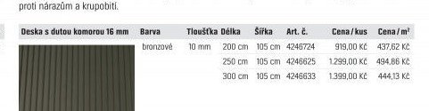 Komůrková deska bronzová 10 mm